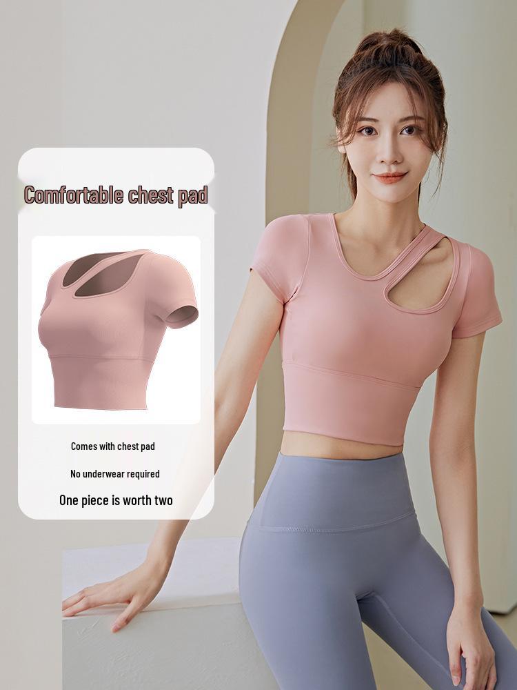 

Женский быстросохнущий дышащий комплект для йоги с нагрудными вкладышами - Весенне-летний облегающий крой для бега и фитнеса L