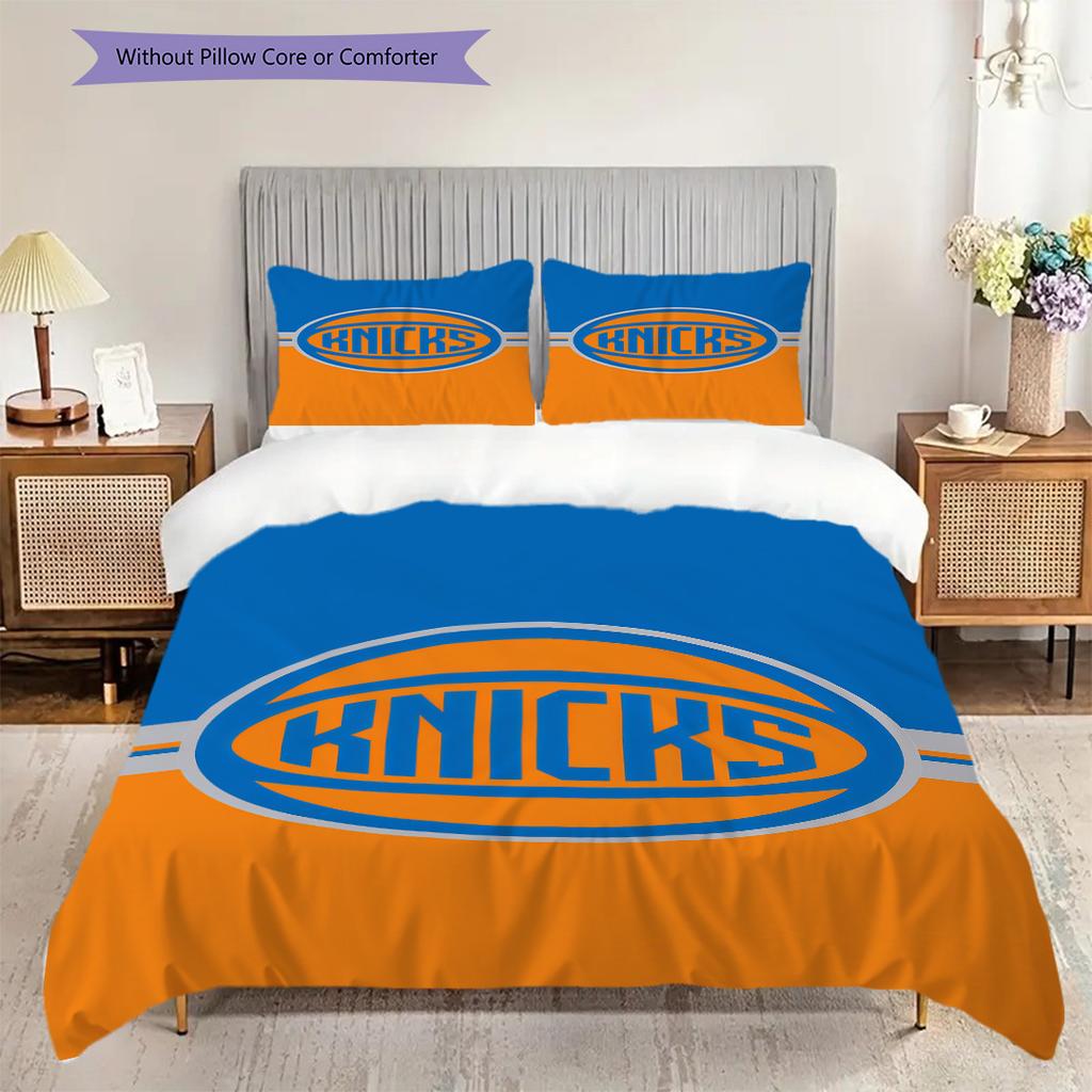 Set da tre pezzi con spirito da basket dei New York Knicks(1 * copripiumino + 2 * federa, senza nucleo)Set biancheria da letto Morbido e confortevole