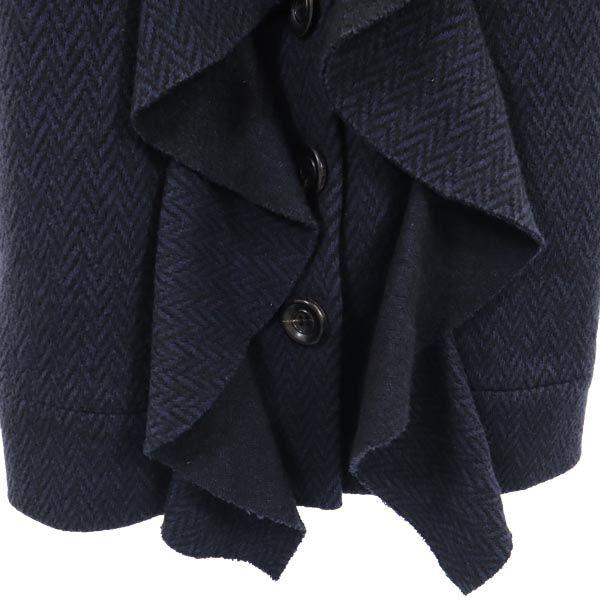 DIANE VON FURSTENBERG Frill Long coat S Navy Women Used