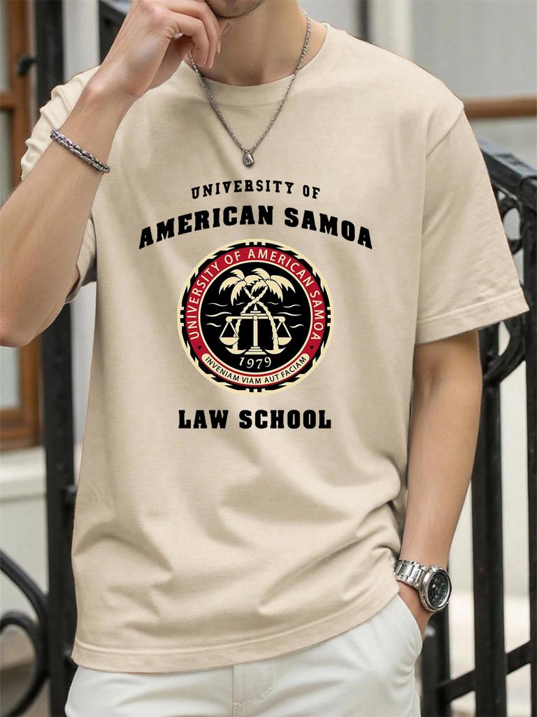 American Samoa Law School Print Men T Shirts AllMatch Cotton TShirt Casual Crewneck Loose Streetwear Man Summer Basics Top