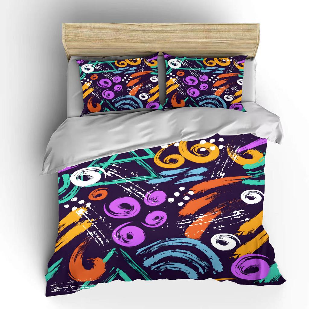 Abstract colorful graffiti pattern Print Soft Comfortable Duvet Cover Bedding Set Included 1*Duvet Cover 2*Pillowcases