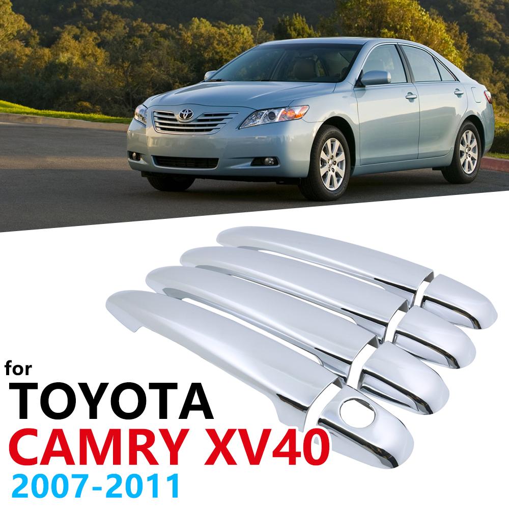 

Хромированная накладка на ручки для Toyota Camry XV40 2007 2008 2009 2010 2011, крышка-защелка, автомобильные аксессуары, наклейки, автостайлинг