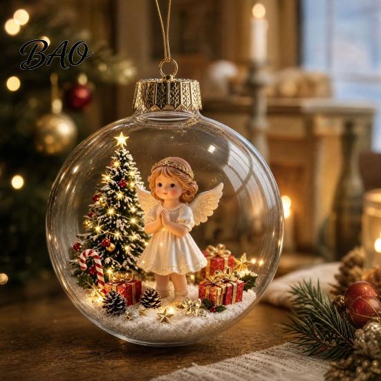 Personalisierte Weihnachtsgeschenkideen Beleuchtete Kugeln, 3D-Miniatur-Szene zum Aufhängen mit warmem LED-Licht, Einzigartige Souvenir-Geschenke, Klares Acryl