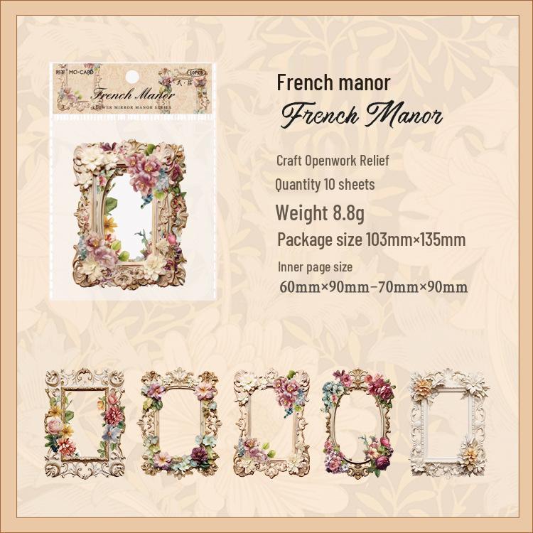 Momo Manor Series: Retro Embossed Hollow Frame Collage Card - Irregular Photo Frame DIY Journal Material (6 Styles)