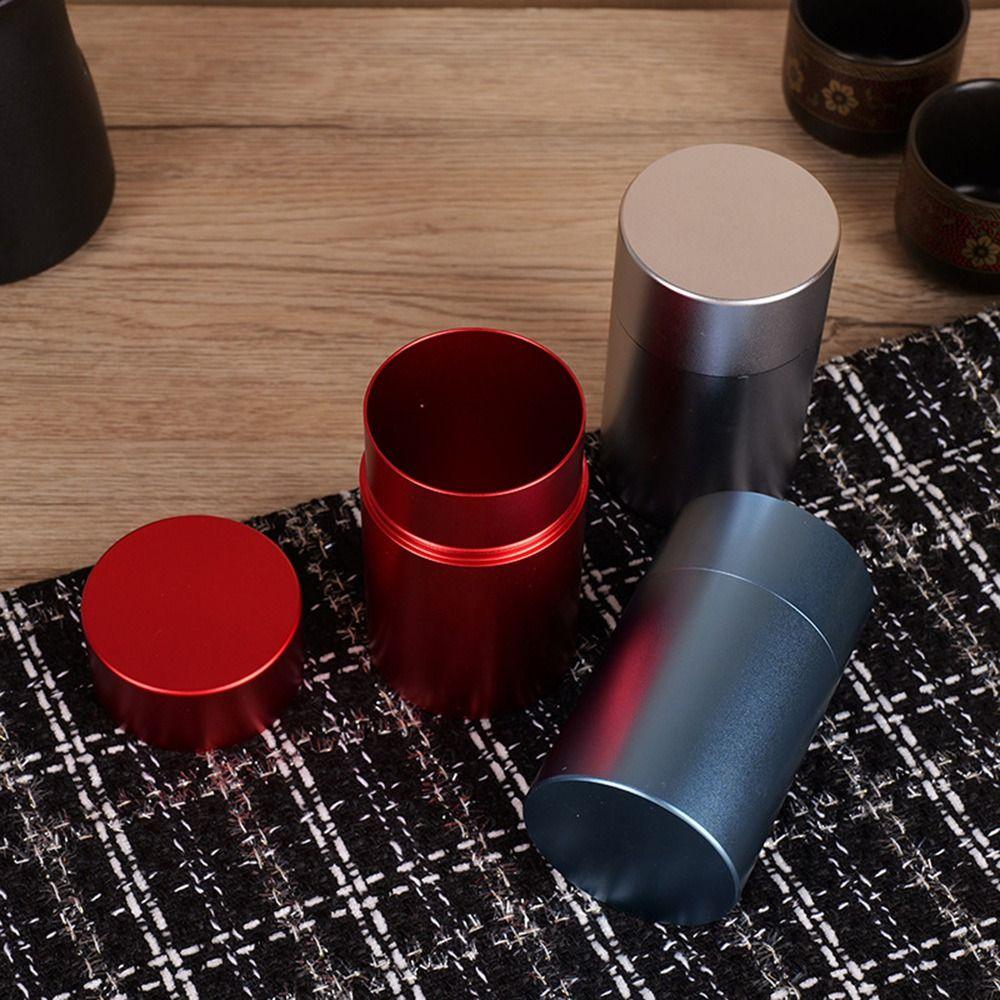 Hiqh Quality 320ml Tea Tin Aluminum Alloy Large Capacity Tea Jar Round Moisture-proof Sealed Tea Can for Home&Travel caffè