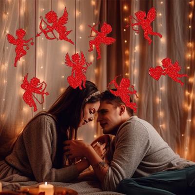 Valentine's Day Cupid Hanging Decoration Romantic Cupid Shaped Paper Cutouts Pendant for Wedding Anniversary Holiday Party Decoration