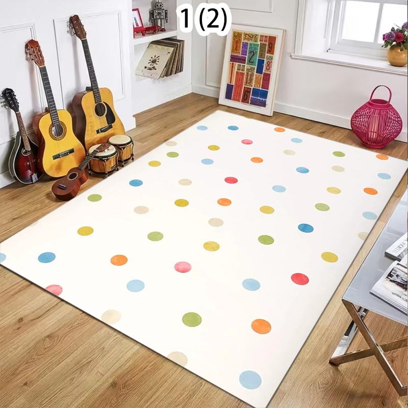 Rug Carpet Mat Non-Slip Retro Polka Dot Art Area Rug for Living Room Entryway Bathroom Kitchen Playroom Mid Century Home Decor
