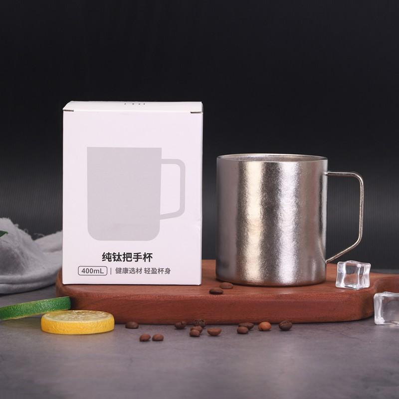Pure Titanium Double Wall Insulated Mug 400ml Coffee Beer Water Office Home Use Mens Gift