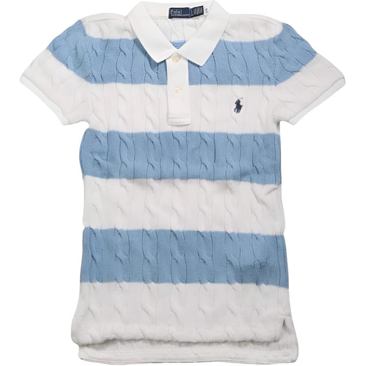 Polo Ralph Lauren Color Block Logo Button Slim Fit Short Sleeve Polo Shirt Women tops Light-Blue 211943043-011