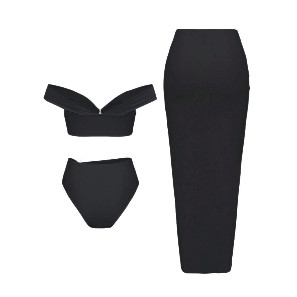 New European And American Starfish Split Swimsuit Long Skirt Three-Piece Bikini Women'S European And American Huludao Split Swimsuit