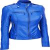 NOORA Womens Real Lambskin Royal Blue Leather Jacket With Zipper & Pocket | Shoulder Strap | Snap On Sleeves |
