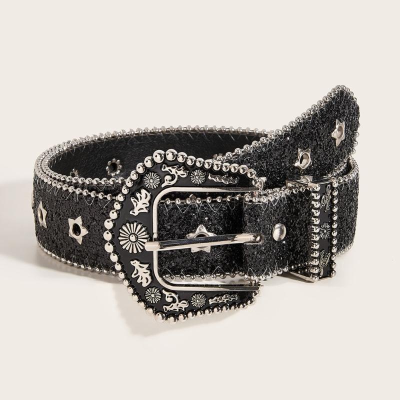 Fashionable Wide Waist Belt Elegant Glitters Belt Vintage Styles Waistband for Dresses and Jeans