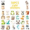 56 Watercolor Hand-Painted Cartoon Animal Graffiti Stickers Cute Penguin Lamb Crocodile Decorative Stickers