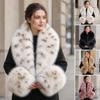 V Shape Faux Fur Collar Set Oversized Shawl Collar Wrap Warm Fur Cuff Set  Overcoat Matching