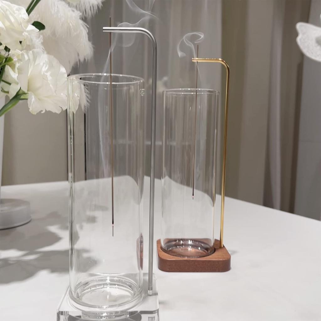 GreenGarden Square Glass Incense Holder - Stylish Glass Incense Holder, Prevents Ash Spillage, Relaxing Incense Stick Holder, Elegant, Simple Interior