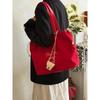 Korean Alphabet Embroidered Canvas Bag 2025 New Large-capacity Drawstring Shoulder Tote Bag Niche Commuter Bag