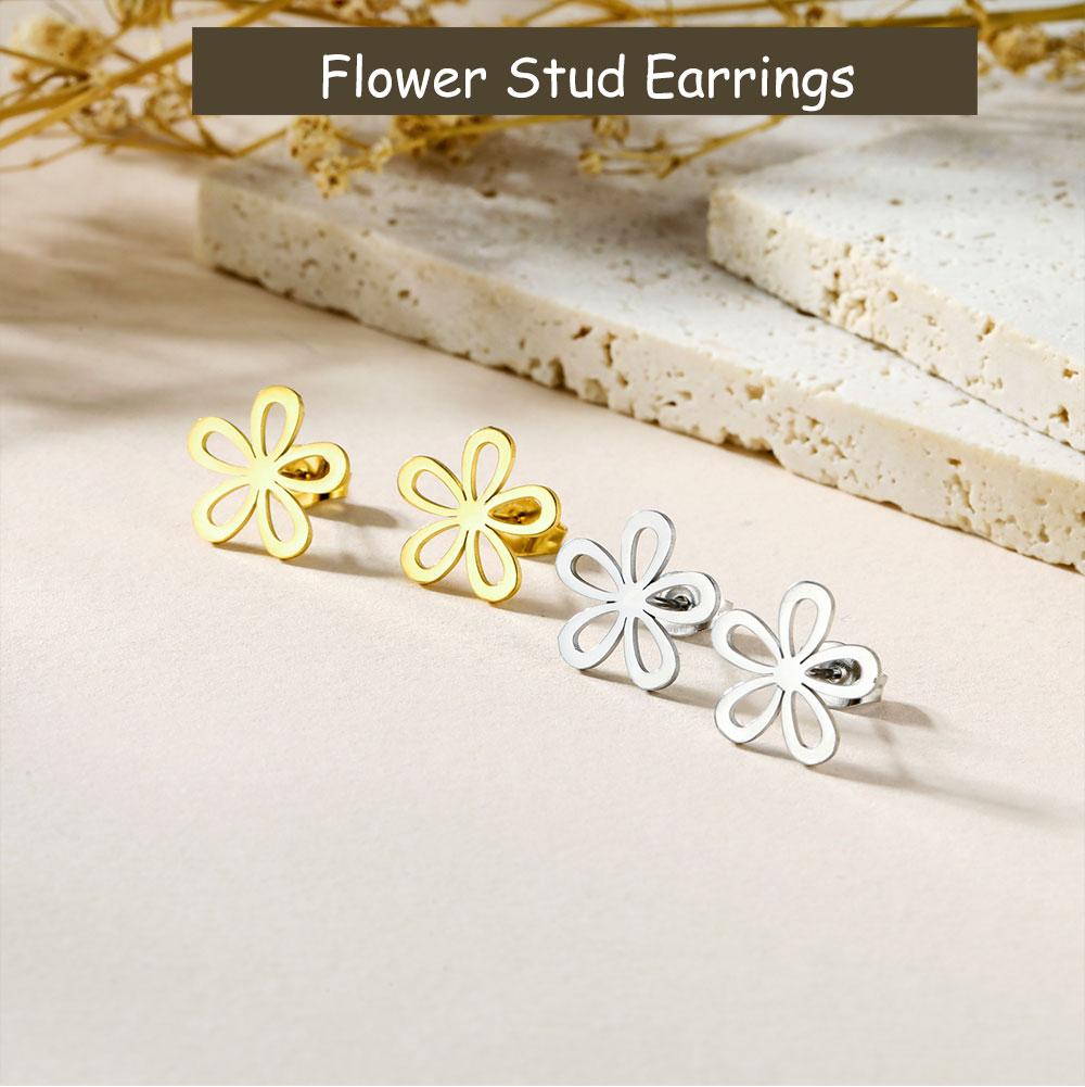 Cazador Cute Flower Stud Earrings for Women Stainless Steel Jewelry Gold Color Floral Piercing Earrings 2026 Trend Gift