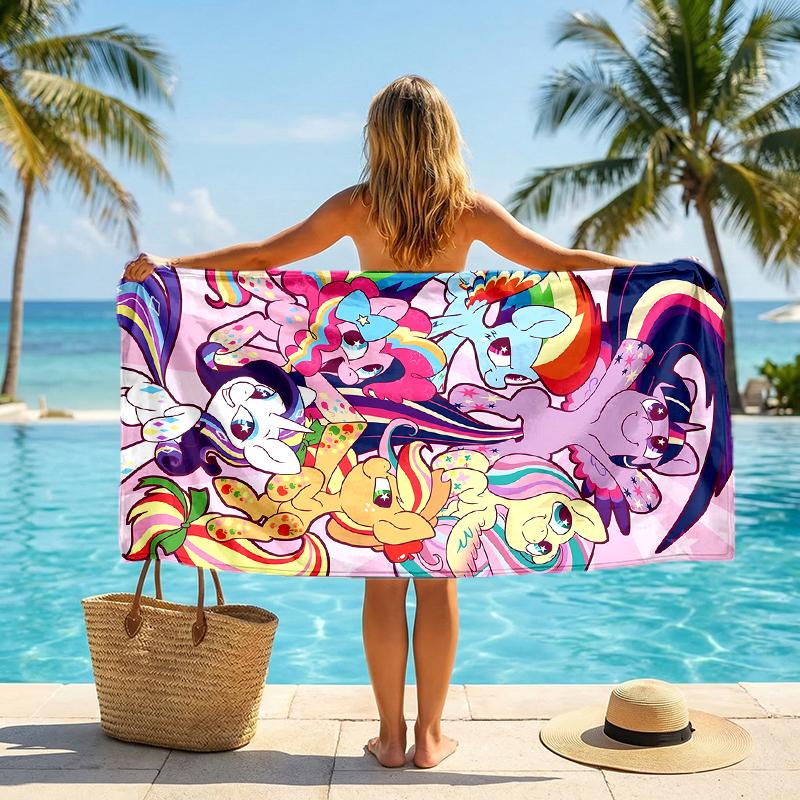 Little Pony Fashion Beach Towel: Ideal for Summer Adventures Soft, Absorbent and Quick Drying Suitable for Swimming and Bathing