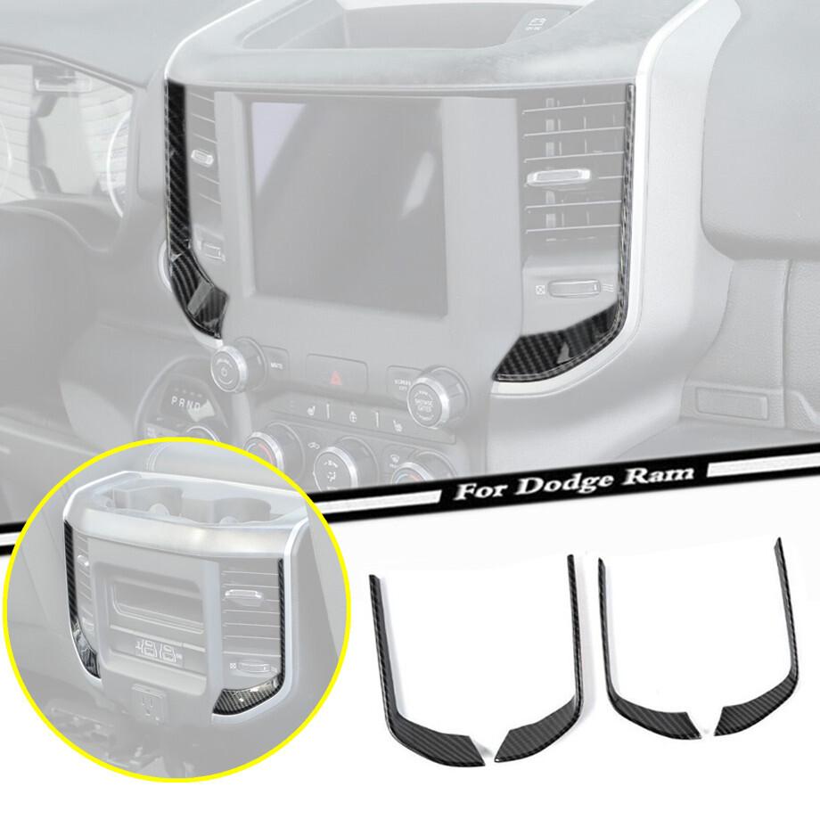 For 2019-2024 Dodge RAM 1500 Carbon Fiber Front&Rear Center Air Vent Trim Strips