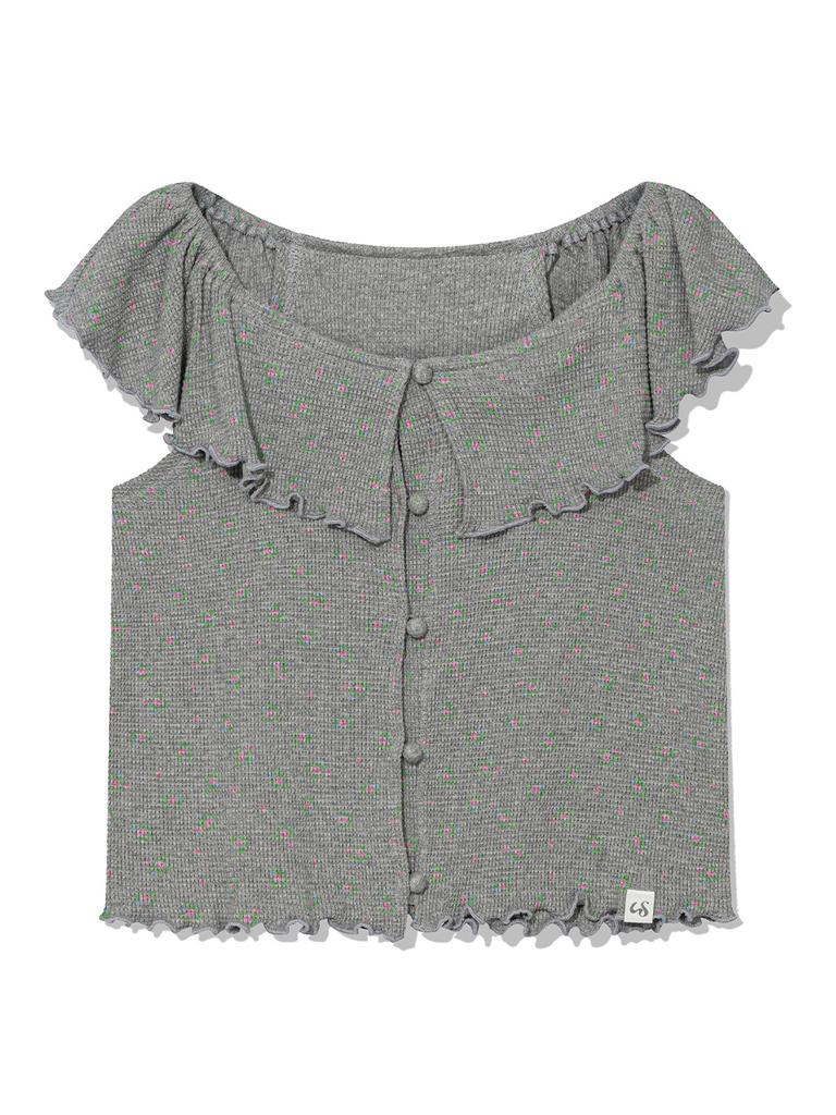 Eogeulliswedou Ruffle Flower Blouse (Gray)