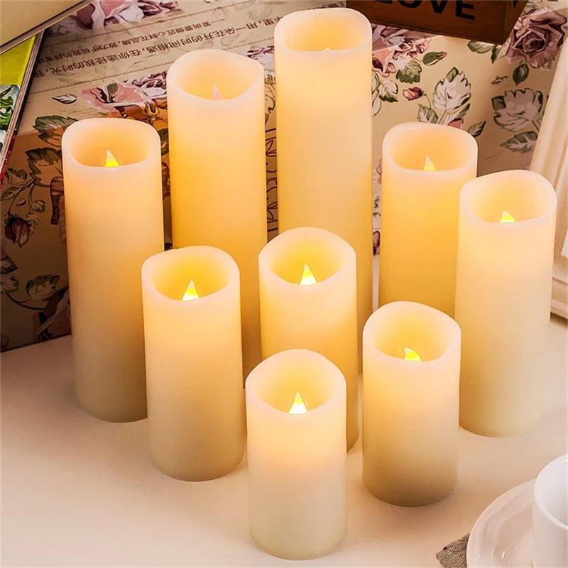 9pcs LED Candle Flameless Electronic Candle Creative Paraffin LED Candle with Remote Control for Home Wedding Hotel Decoration