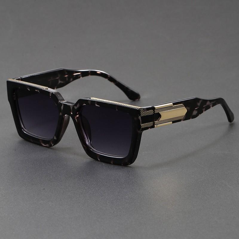 UV400 Square Frame Sunglasses Men Women PC AC Lens Non-Polarized Fashionable Geometric Temples Driving Outdoor