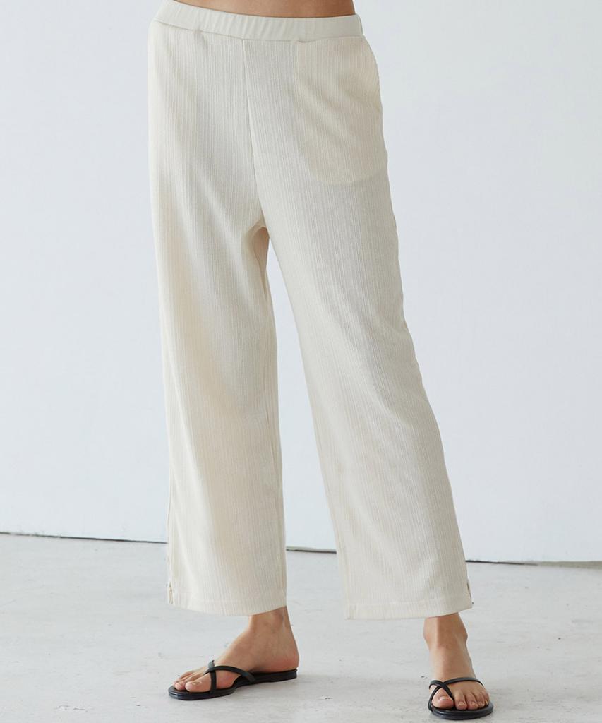 KIMDOH Ivory Wrinkle Wide Knit Pants