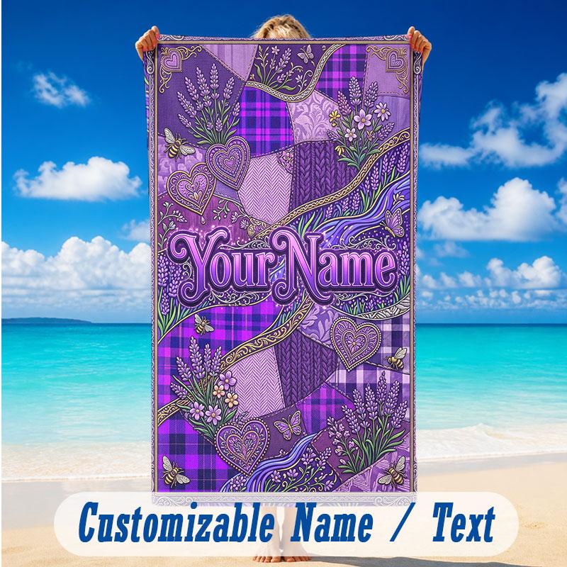 Fantasy Magic Theme Beach Towel Personalized Custom Name & Text Soft Quick Dry Beach Towel for Swimming Travel