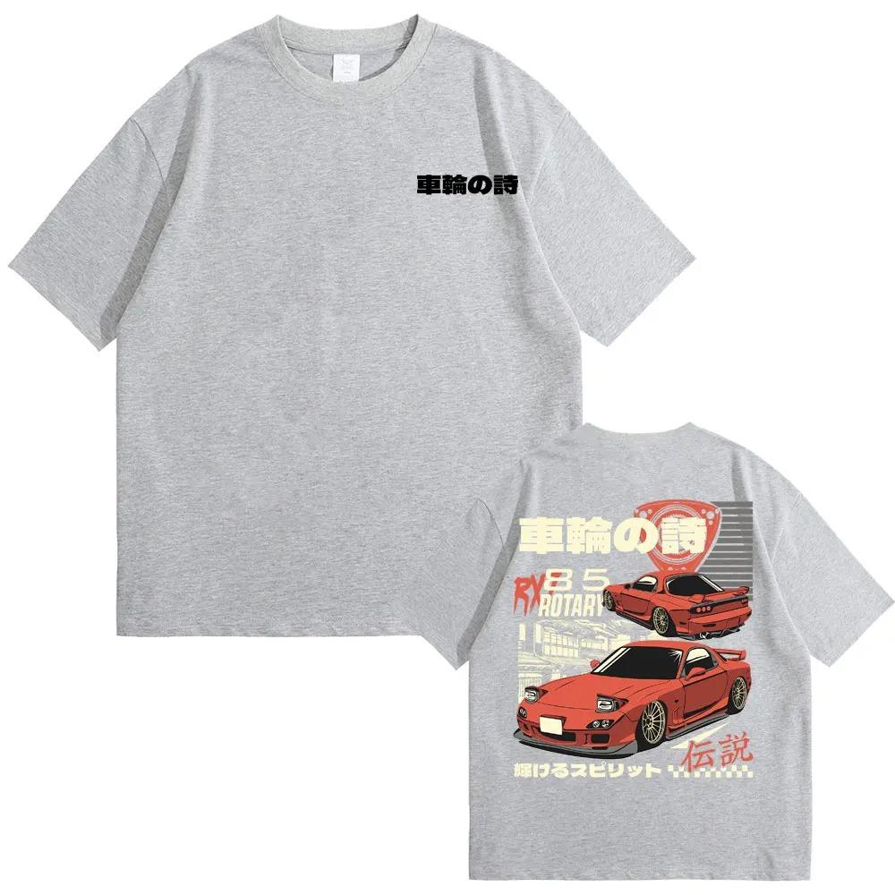 2024 Anime Initial D Drift AE86 Double Sided Print Tshirt RX-7 R34 Skyline GTR JDM Men's Vintage Harajuku Oversized T Shirts