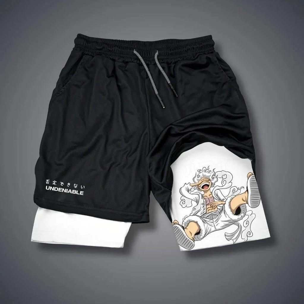 Muay Thai Kickboxing Boxing MMA Pirate Onepiece Luffy Zoro Straw Hat Cartoon Japan Shorts Unisex Workout Quick Dry Print Elastic Waist Training