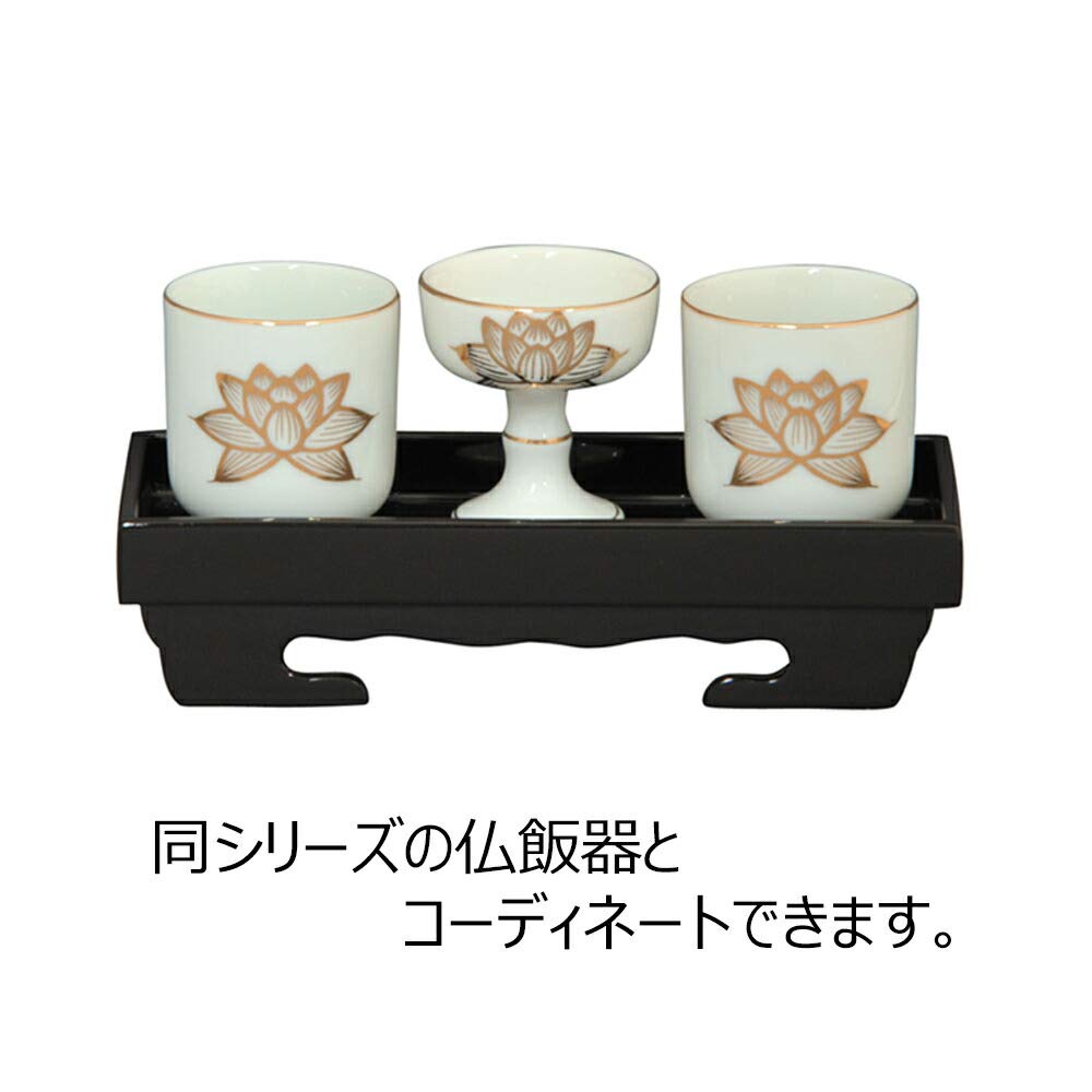 [Hasegawa Buddhist Altars] Buddhist Teacup, White Gold Lotus 1.8 Y