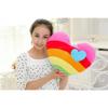 Soft Plush Heart Pillow Rainbow Stripe Cloud Design Fluffy Cushion for Couch Bed Leisure Use Home Ornament Festival Present