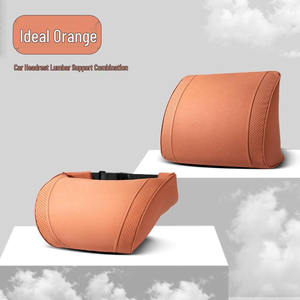 Luxury Leather Velvet Car Neck Pillow & Lumbar Support - Ideal for Drivers