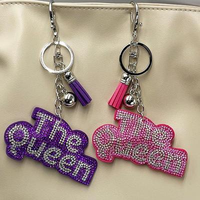Queen Keychain with Rhinestone Tassel - Fashionable Girl's Bag Pendant Charm