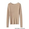 Women's Slim Fit Pure Cashmere Ribbed Sweater - Flattering Versatile Warm Round Neck Knitwear with Long Sleeves