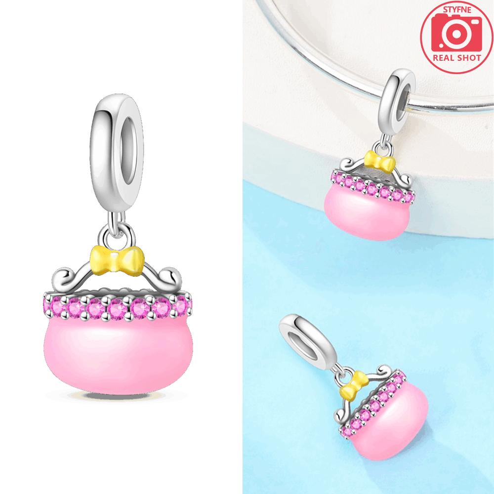 Blue Dress With Heart Tower Yellow Umbrella Comb Pendant Original Copper Beads Fit Bracelet Jewelry Diy Women Accessory Gift