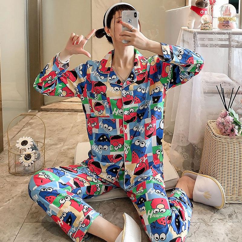 A thin milk silk pajama women's spring and autumn sweet age-reducing women's long-sleeved trousers loungewear set