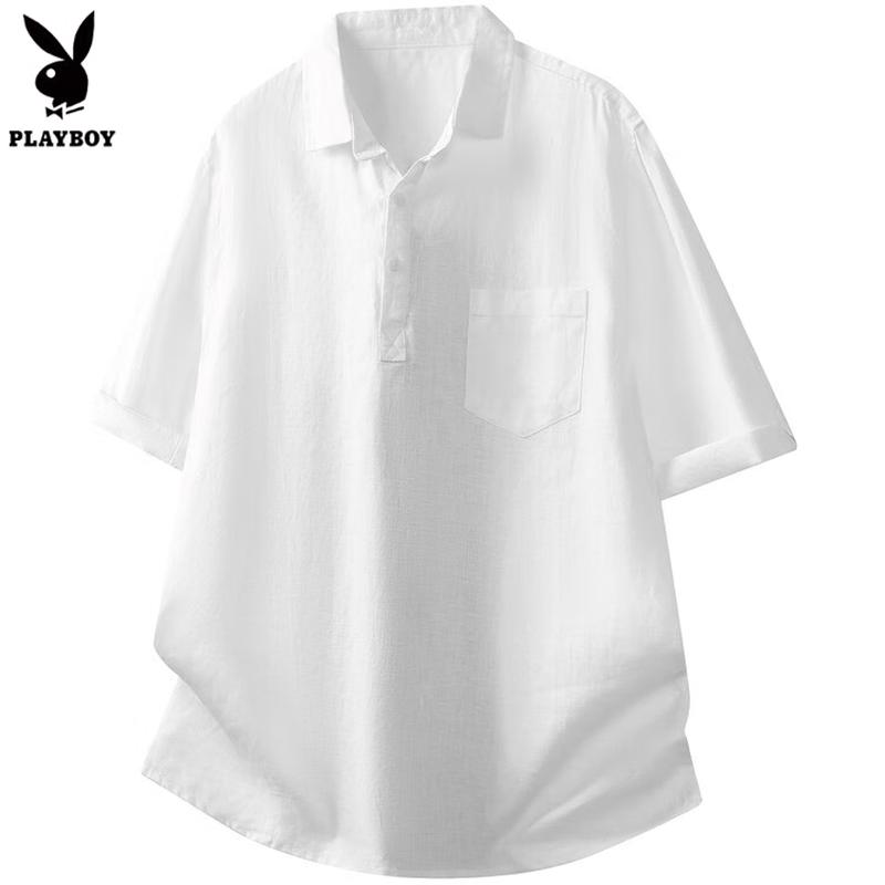 

Playboy Men s Pure Linen Short Sleeve Polo Shirt M 165