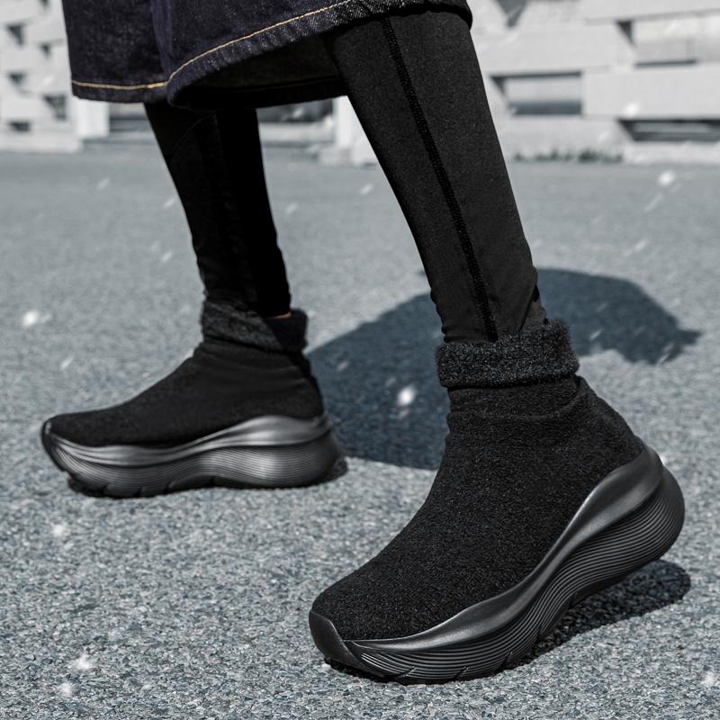 New Warm Men Casual Sneakers Comfortable Mens Ankle Boots Lightweight Couple Walking Running Shoes Mesh High Top Man Socks Shoes