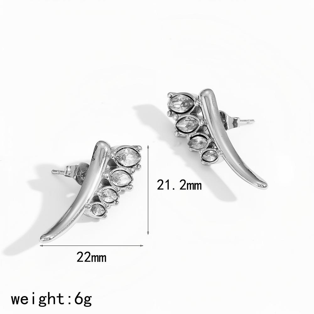 Minimalist Geometric Stainless Steel Earrings For Women With Zirconia Embellishments Siler