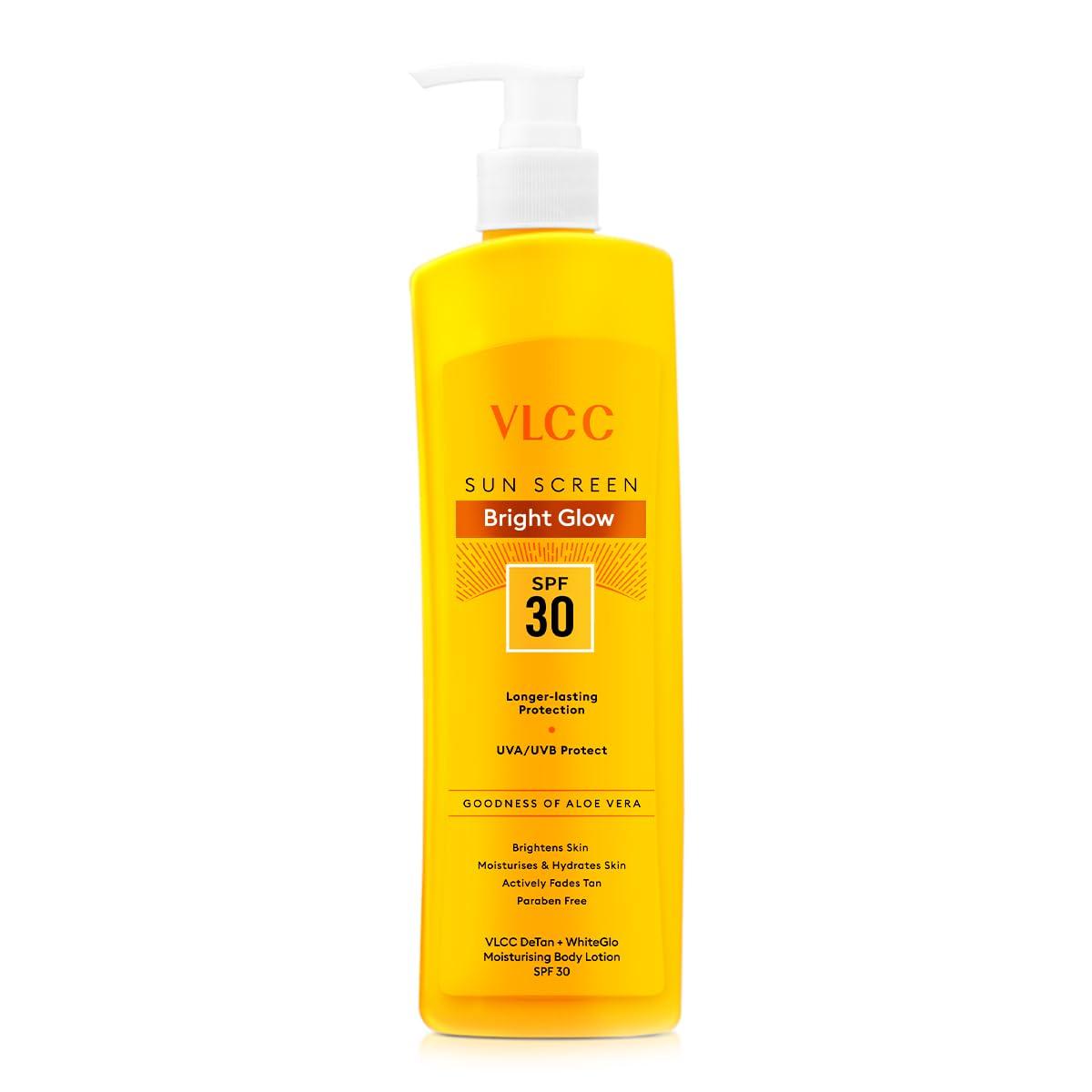 

VLCC Bright Glow Sunscreen Body Lotion SPF 30 PA+++ 350 Ml For Daily Sun Protection And Skin Brightening Hydrating Care