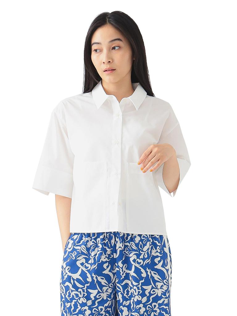 LIFE STORE by BEAMS Short Sleeve Cropped Shirt White Medium BMING Women's (Sizes S-M)