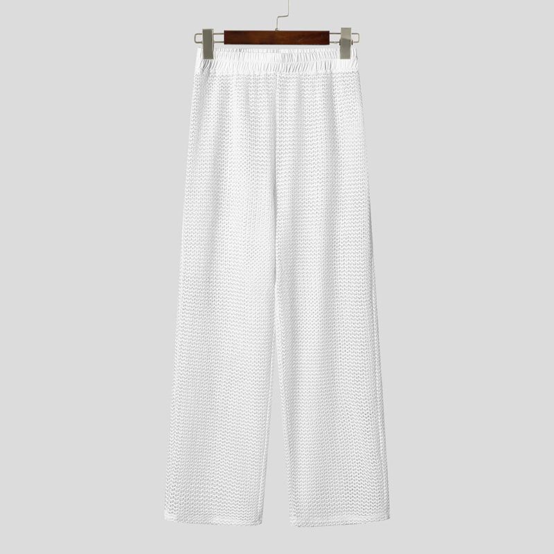 

INCERUN Мужские сетчатые эластичные брюки с вырезами, прозрачные, пляжные, длинные 2XL белый