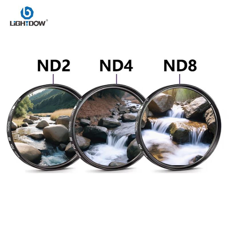 Lightdow Lens Filter ND2 ND4 ND8 3 In 1 Set Neutral Density Filter 49 52 55 58 62 67 72 77 82 for Nikon Sony Pentax Canon Camera