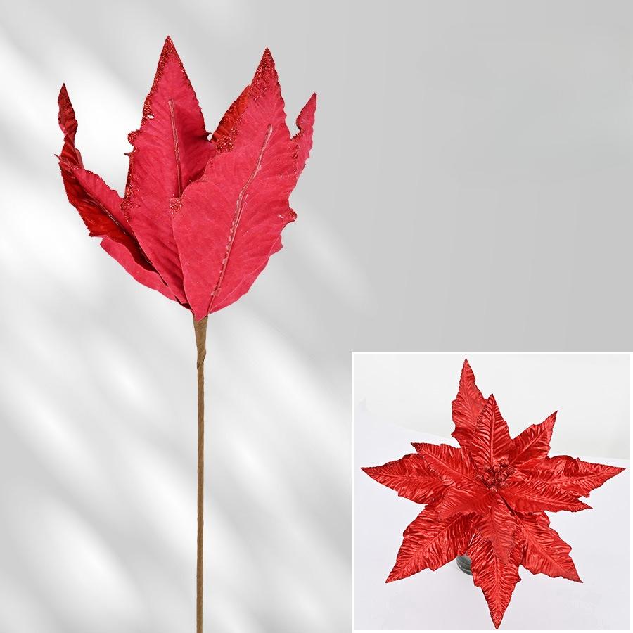 12 petals Christmas flower simulation Christmas flower window home decoration gold powder maple leaf Christmas props