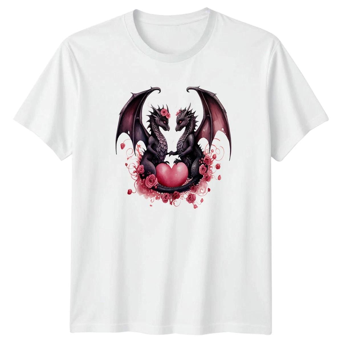 Dragons Romance Valentine?s Day Men?s T-Shirt Women?s Tee Graphic Unisex Top M