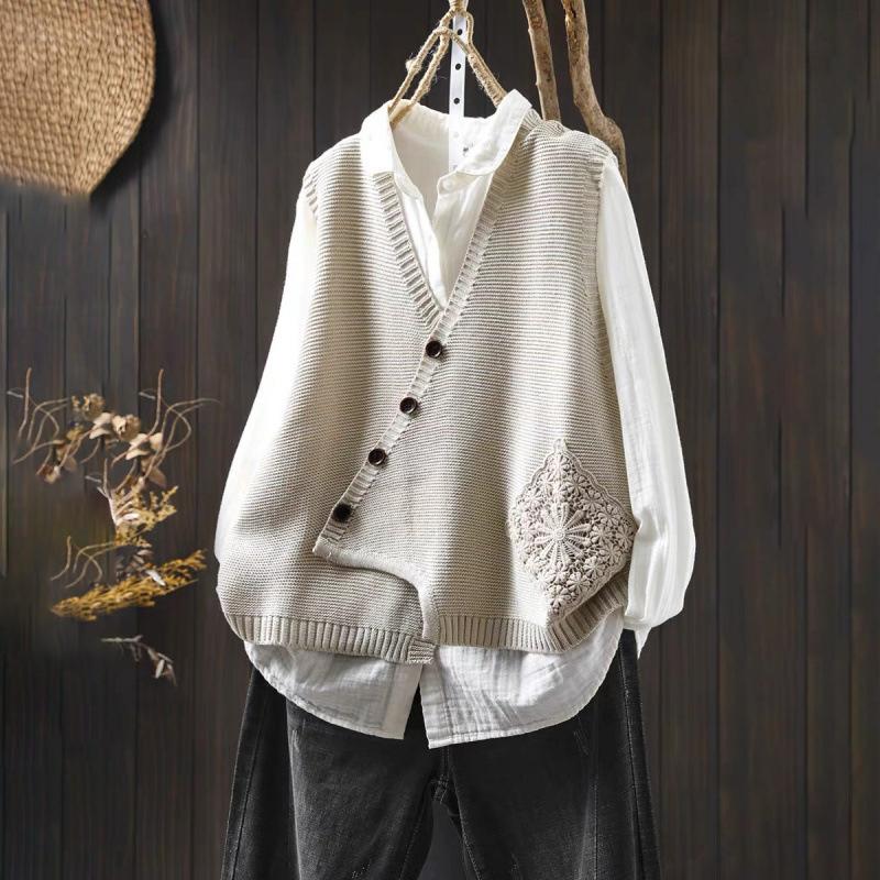 

Winter V Neck Vest Women s Loose Fit Layering Cardigan Autumn Warm Fashion Oversized Sleeveless XXXL