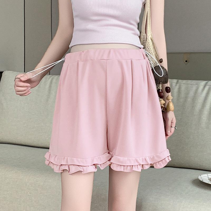 Maternity Elastic Waist Ruffled Shorts - Plus Size Casual Summer Wear for Women XL светло-розовый