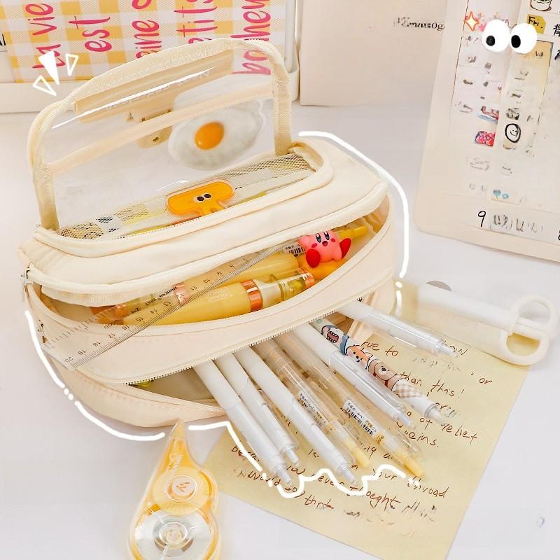 Minimalist Clear Large Pencil Case With Transparent Window For Students And Teens