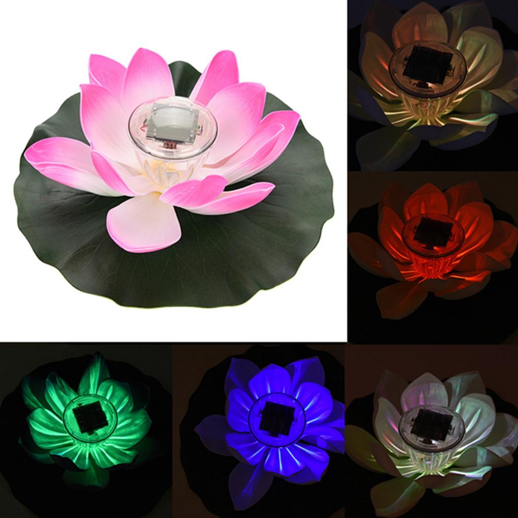 Solar Power LED Color Changing Flower Light Floating Flower Lamp Garden Pool Pond Light